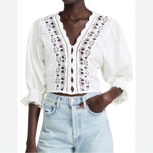 Free People Louella Embroidered Blouse